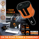 Car Charger DC 3 Port USB / USB-C / 120V Outlet 100 Watts - 4 Pieces Per Retail Ready Display 23861MN WHOLESALE