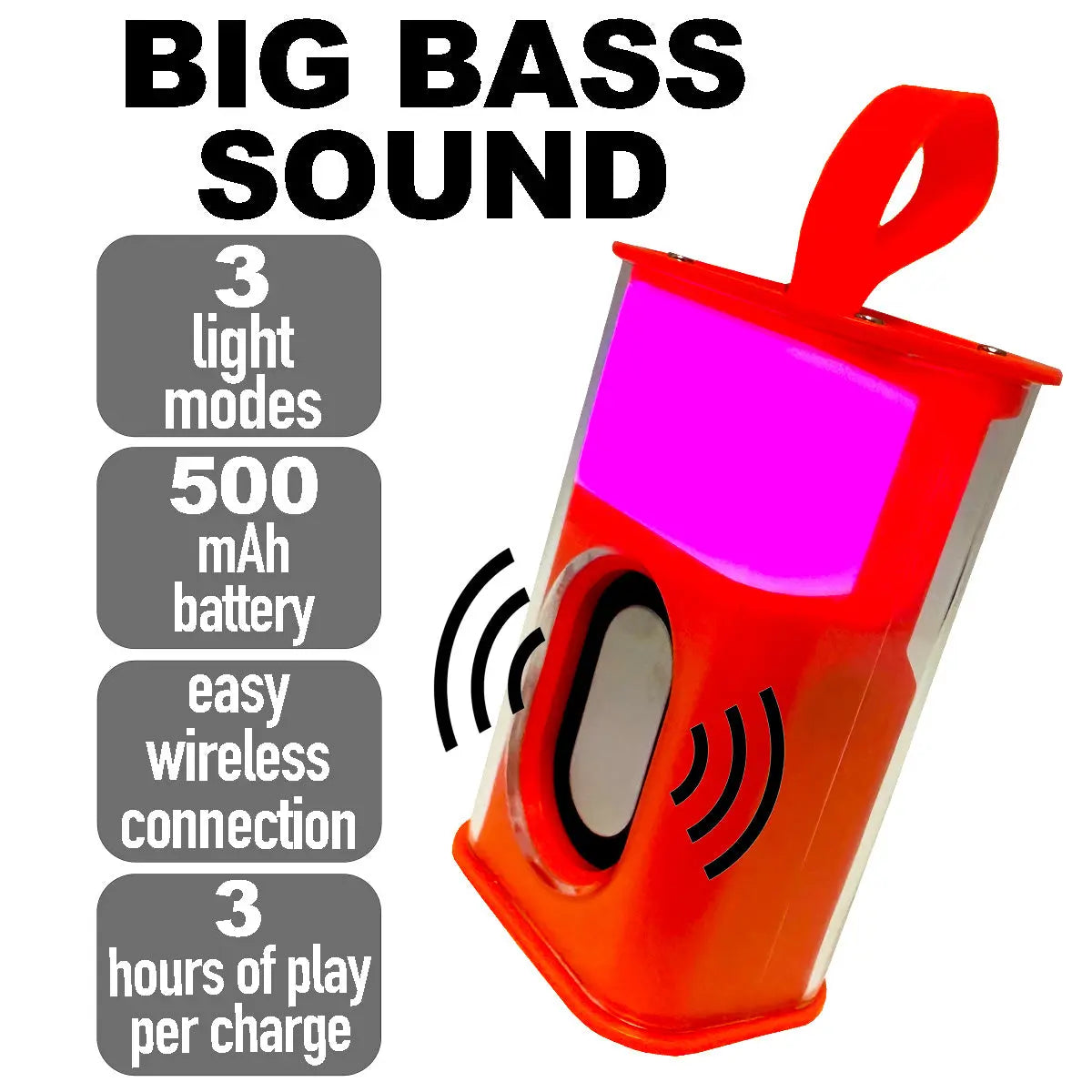 Wireless Speaker Transparent with LED Lights - 6 Pieces Per Retail Ready Display 23870 WHOLESALE