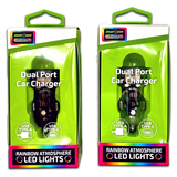 ITEM NUMBER 023878 USB AND USB-C DUAL DC LIGHT-UP CAR CHARGER 6 PIECES PER DISPLAY