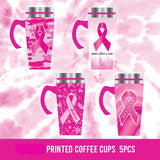 ITEM NUMBER 023936L PINK PRINTED COFFEE CUP - STORE SURPLUS NO DISPLAY 5 PIECES PER PACK