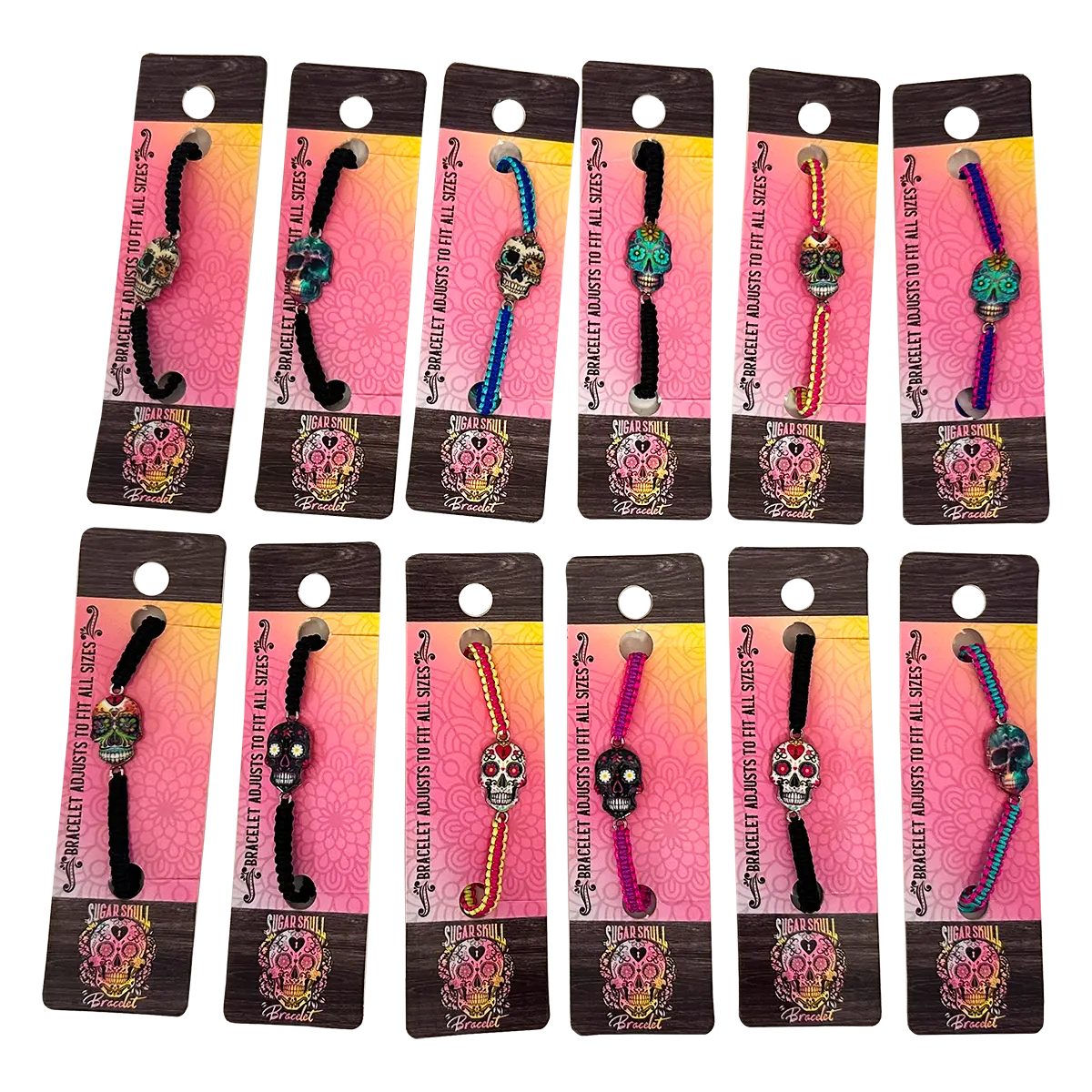 ITEM NUMBER 023986L SUGAR SKULL BRACELET - STORE SURPLUS NO DISPLAY - 12 PIECES PER PACK STORE SURPLUS