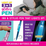 Light Up Glitter Pen with LED Light - 12 Pieces Per Retail Ready Display 23993 NOVELTY INC
