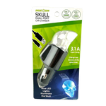 Car Charger Dual Port USB / USB-C LED Skull 3.1 Amp - 6 Pieces Per Retail Ready Display 24001 WHOLESALE
