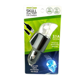 Car Charger Dual Port USB / USB-C LED Skull 3.1 Amp - 6 Pieces Per Retail Ready Display 24001 WHOLESALE