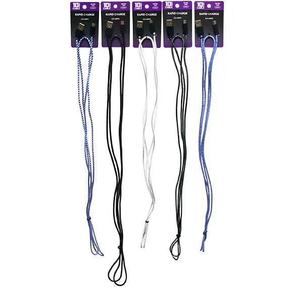 10FT Basic Sync and Charge Cable Assortment - 24 Pieces Per Retail Ready Display 88268 WHOLESALE
