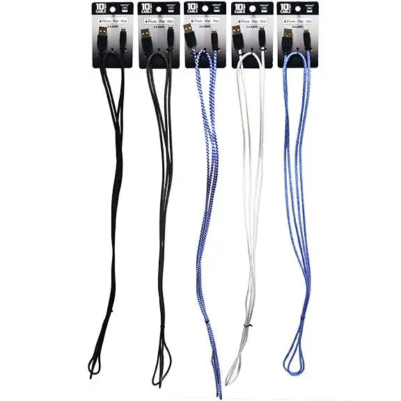 10FT Basic Sync and Charge Cable Assortment - 24 Pieces Per Retail Ready Display 88268 WHOLESALE
