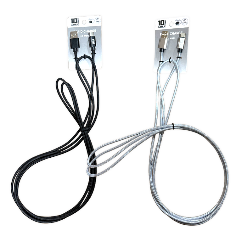 10ft Braided Sync and Charge USB-TO-C Cables - Store Surplus No Display - 12 Pieces Per Pack 24038L STORE SURPLUS