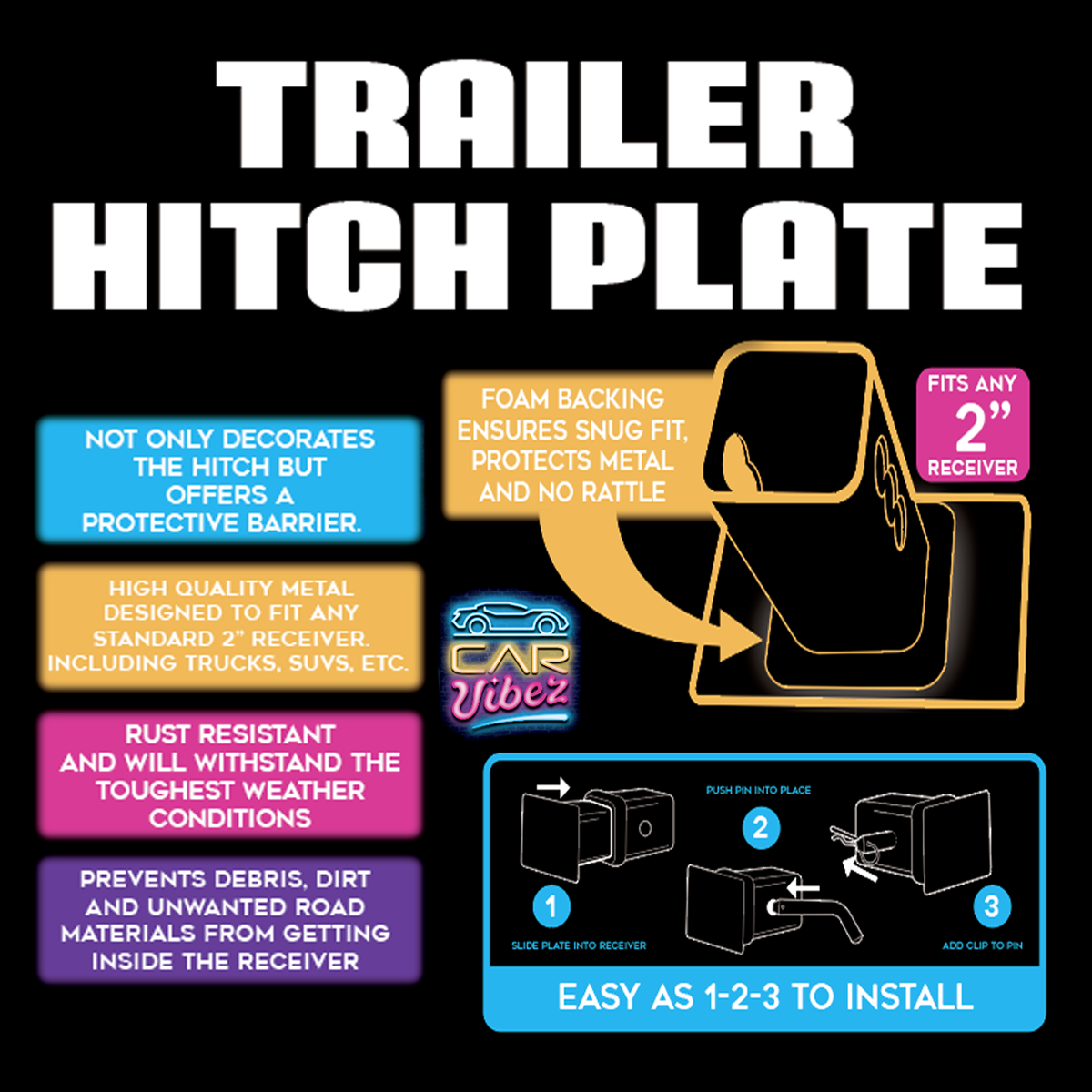 ITEM NUMBER 024069 TRAILER HITCH METAL PLATE 6 PIECES PER DISPLAY