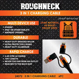 ITEM NUMBER 024072 ROUGHNECK 10FT 3 IN 1 CABLE 6 PIECES PER DISPLAY