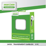 TRANSPARENT EARBUDS - STORE SURPLUS NO DISPLAY 3 PIECES PER PACK 24133L