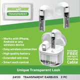 TRANSPARENT EARBUDS - STORE SURPLUS NO DISPLAY 3 PIECES PER PACK 24133L