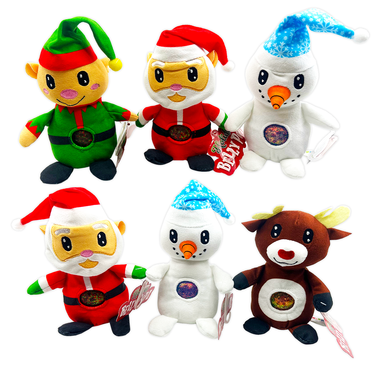 ITEM NUMBER 024200 HOLIDAY BELLY POPZ PLUSH TOY 6 PIECES PER DISPLAY