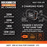 20w Dual Port AC - Store Surplus No Display - 3 Pieces Per Pack 24299L STORE SURPLUS
