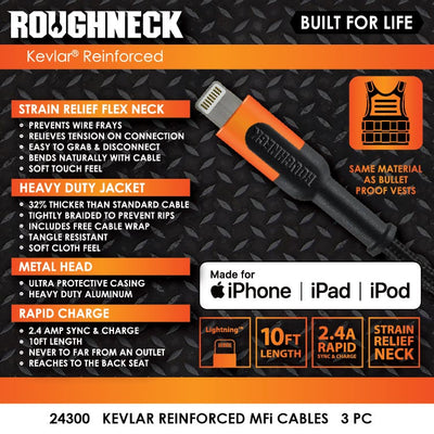 Roughneck Cable 1 - Store Surplus No Display - 3 Pieces Per Pack 24300L