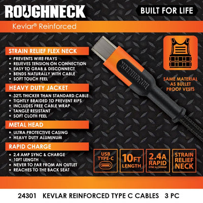 Roughneck Cable 2 - Store Surplus No Display - 3 Pieces Per Pack 24301L