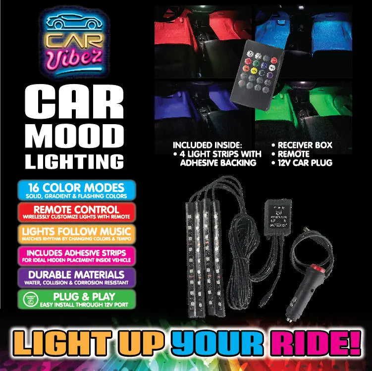 Car Mood Lighting - Store Surplus No Display - 3 Pieces Per Pack 24312L STORE SURPLUS