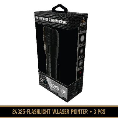 Flashlight w/Laser Pointer - Store Surplus No Display - 3 Pieces Per Pack 24325L