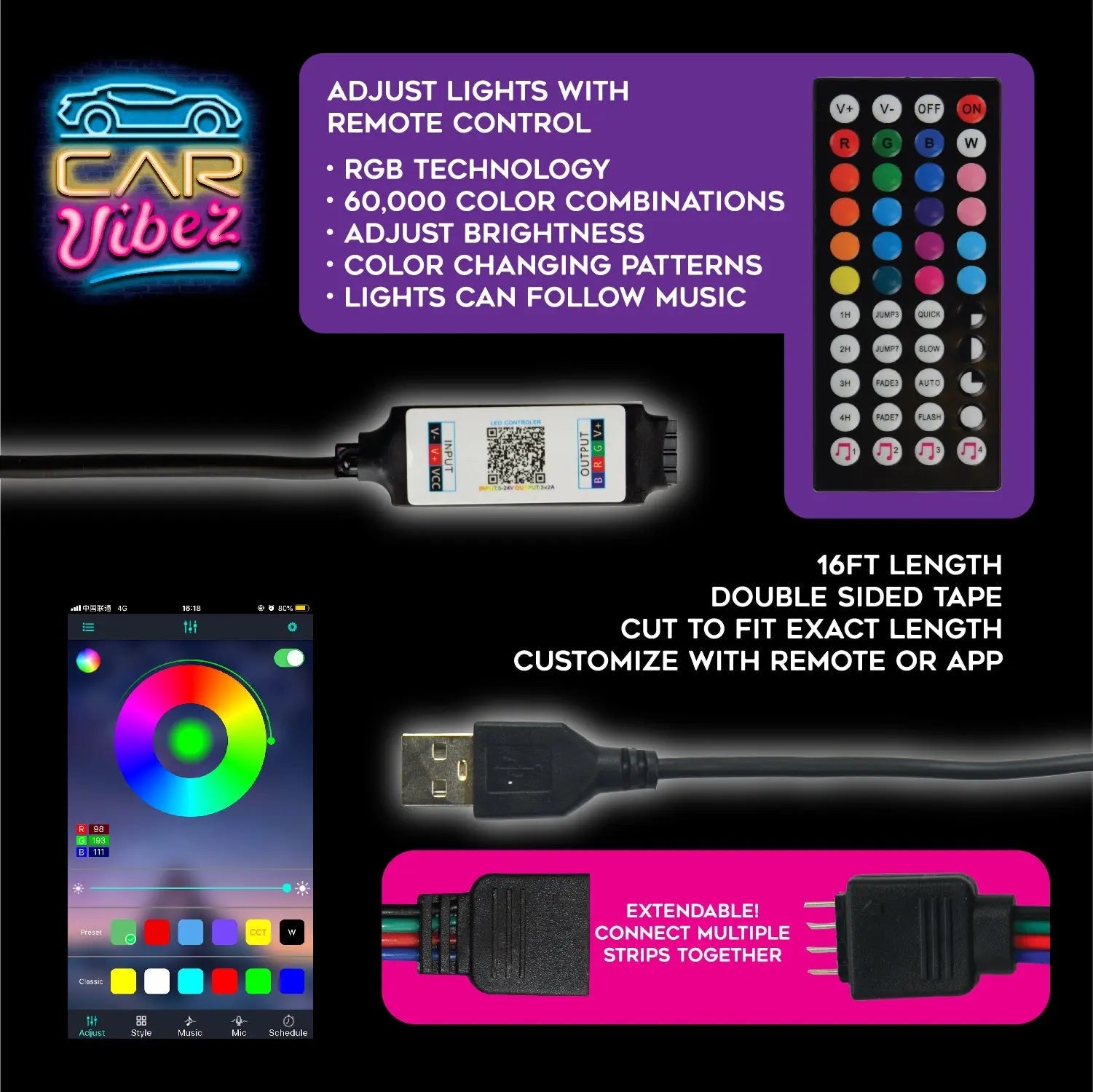 ITEM NUMBER 024338L LED MOOD LIGHT STRIP - STORE SURPLUS NO DISPLAY - 6 PIECES PER PACK STORE SURPLUS