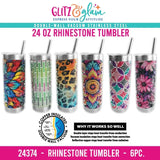 Insulated 24 Oz Rhinestone Tumbler Cup - 6 Pieces Per Retail Ready Display 24374 WHOLESALE