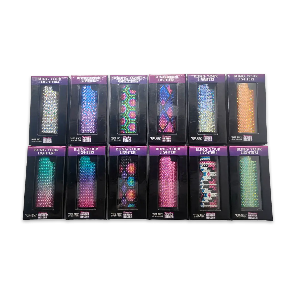 Rhinestone Lighter Case - 12 Pieces Per Retail Ready Display 24382 WHOLESALE