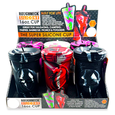 ITEM NUMBER 024384 ROUGHNECK SILICONE CUP 16OZ +LID 6 PIECES PER DISPLAY