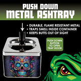 ITEM NUMBER 024446L PUSH DOWN METAL ASHTRAY - STORE SURPLUS - 6 PIECES PER PACK STORE SURPLUS