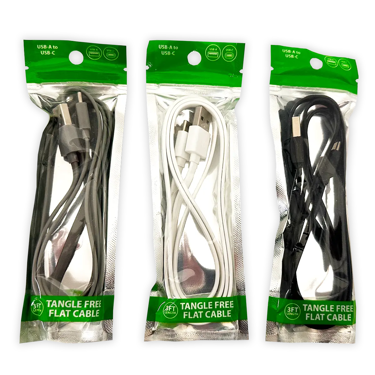 Charging Cable Flat USB to USB-C 3FT- Store Surplus No Display - 20 Pieces Per Pack 24463L STORE SURPLUS