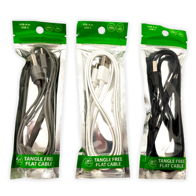 Charging Cable Flat USB to USB-C 3FT- Store Surplus No Display - 20 Pieces Per Pack 24463L