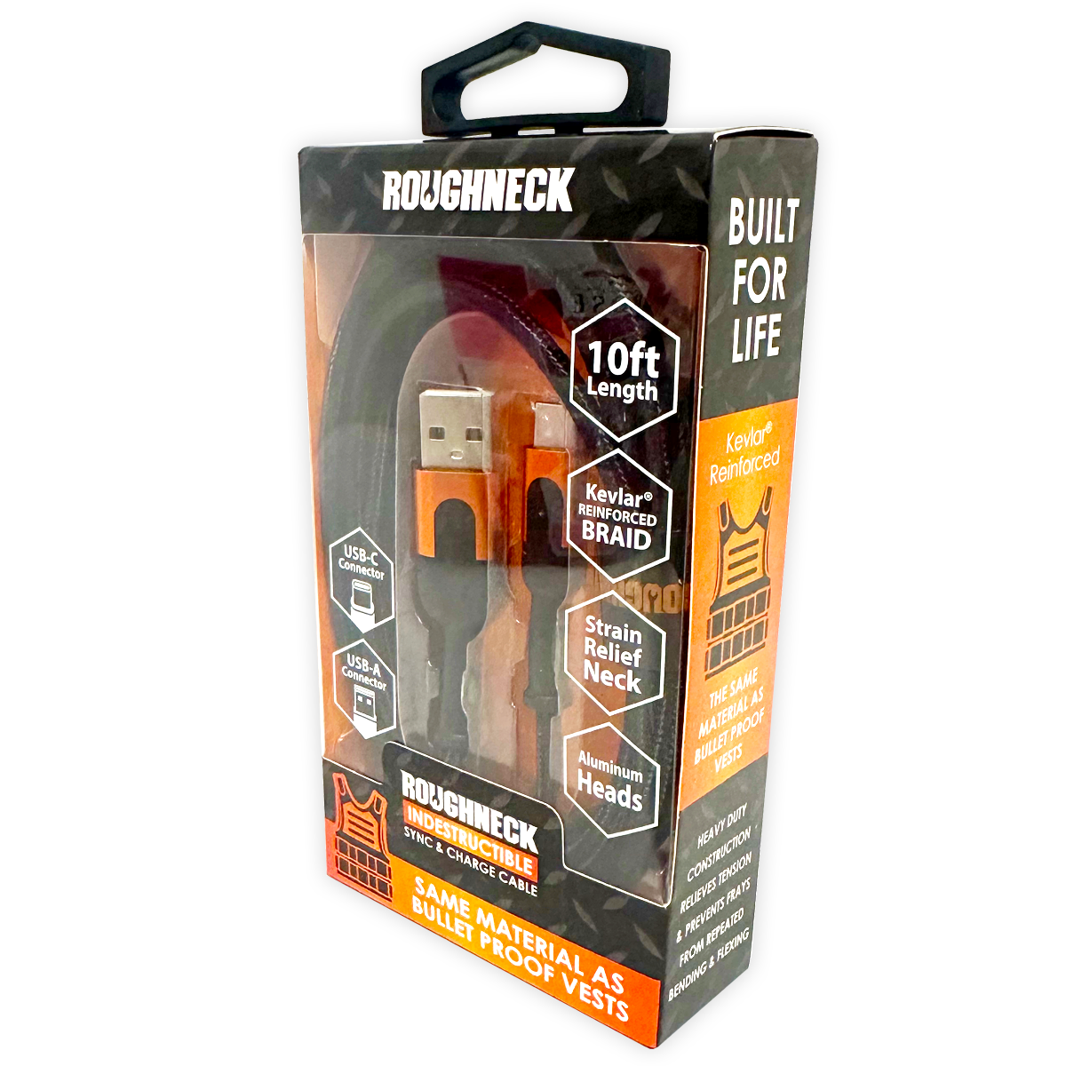 ITEM NUMBER 024567 ROUGHNECK 10FT USB-TO-USB-C CABLE 3 PIECES PER DISPLAY