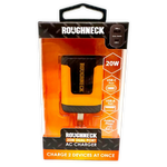 AC Wall Charger Dual USB / USB-C Ports 20 Watts - 3 Pieces Per Pack 24585 ROUGHNECK