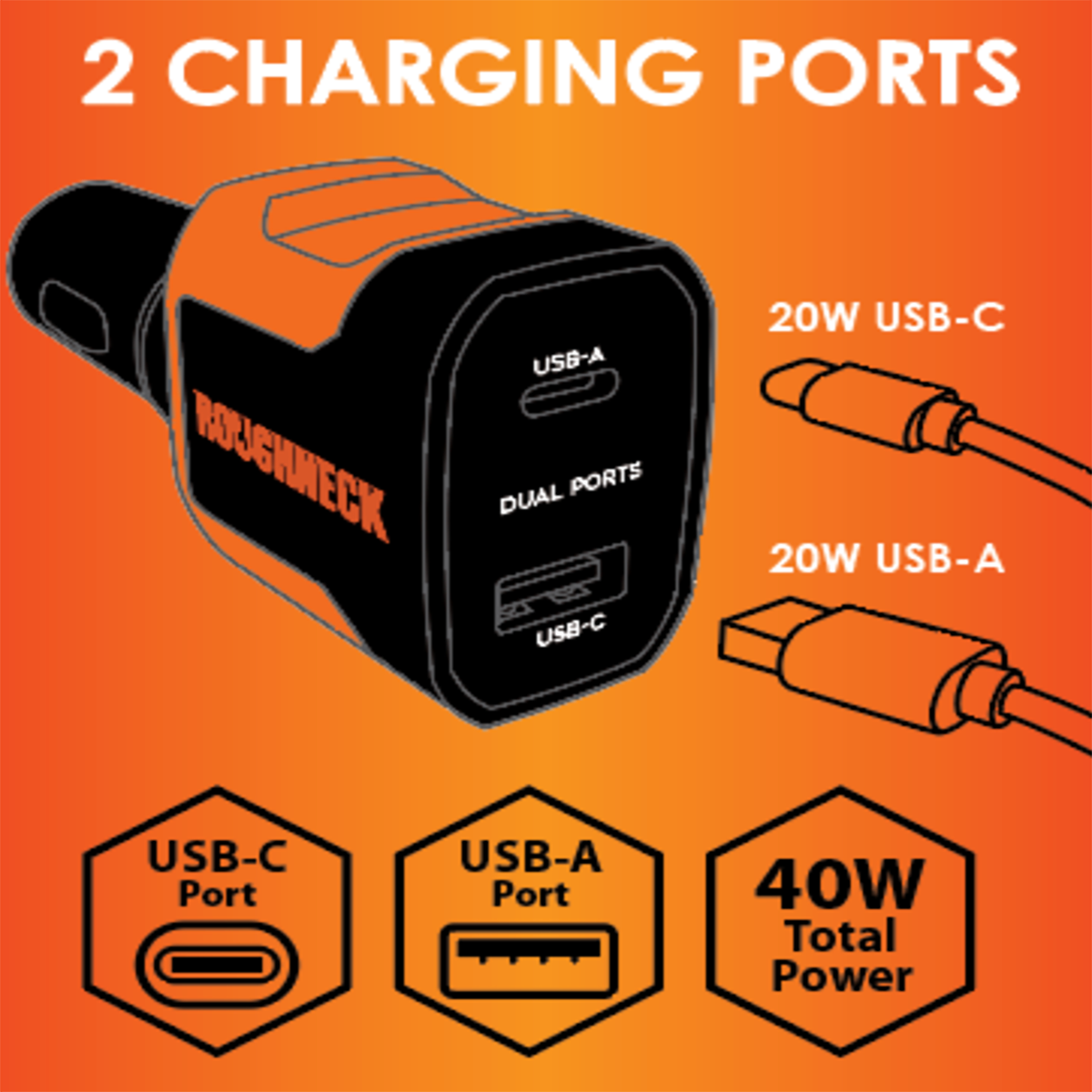 Car Charger Dual USB / USB-C Ports 20 Watts - 3 Pieces Per Pack 24587