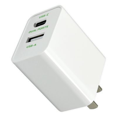 WHOLESALE 20W USB-A AND USB-C DUAL PORT USB-C-TO-LIGHTNING WALL CHARGER SET 3 PIECES PER PACK 24612