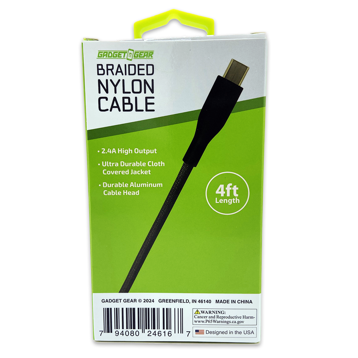 WHOLESALE 4FT USB-A-TO-USB-C NYLON BRAIDED CABLE 3 PIECES PER PACK 24616