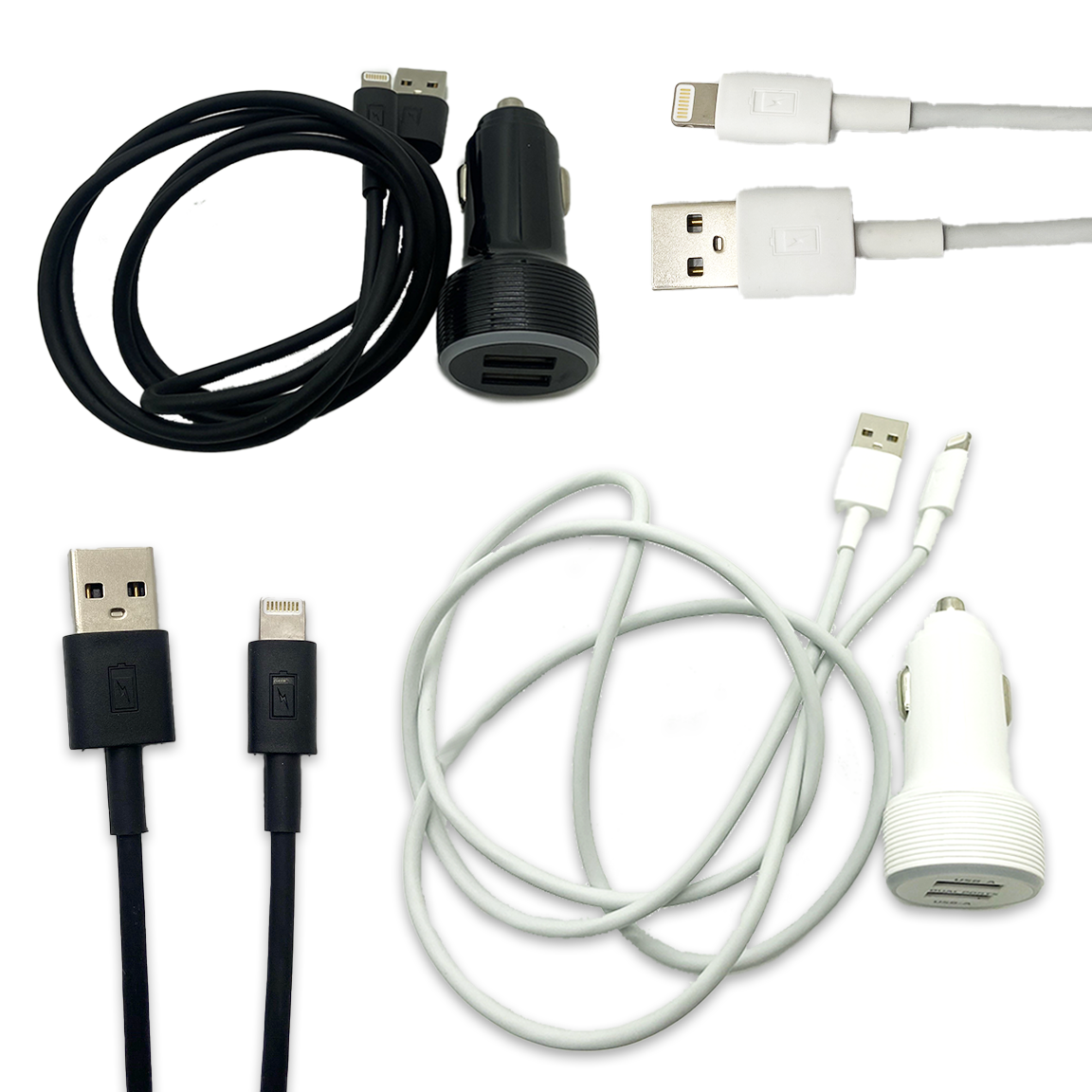 Car Charger Dual USB Ports with USB to Lightning Charging Cable Set - 3 Pieces Per Pack 24620