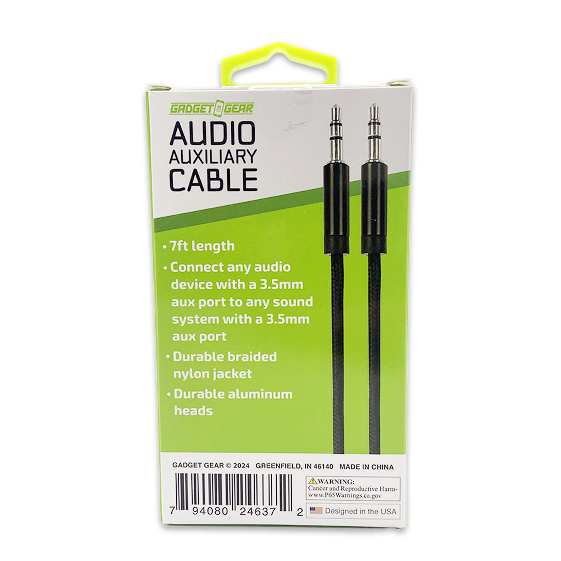 Auxiliary Audio Cable 7FT - 3 Pieces Per Pack 24637