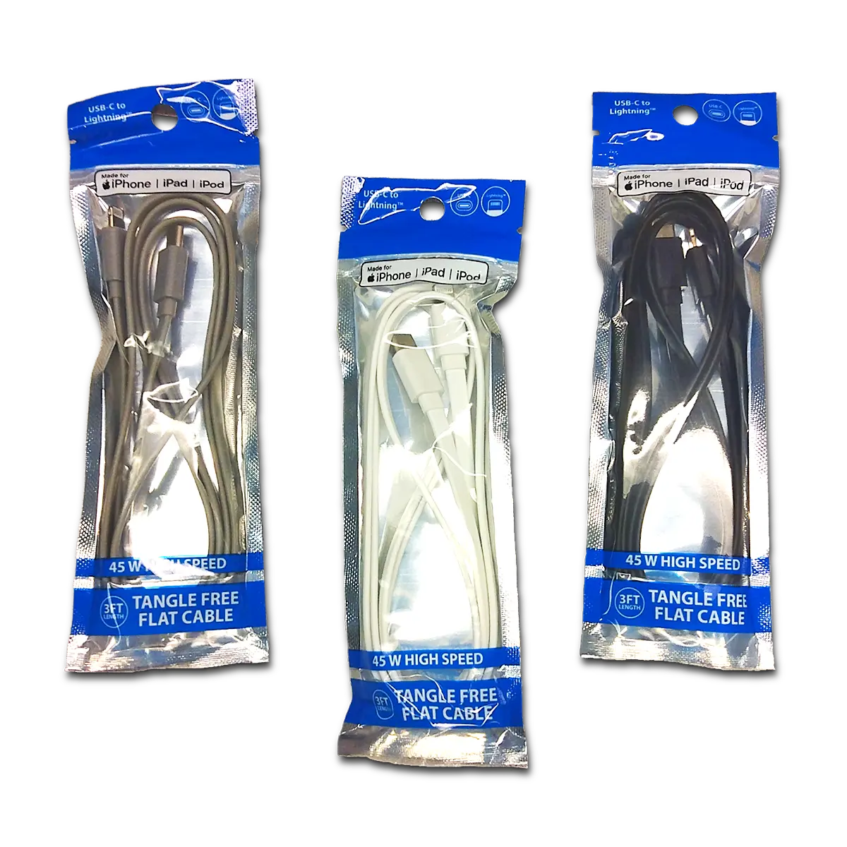 Charging Cable USB-C to Lightning 3FT 3 Amp- Store Surplus No Display - 20 Pieces Per Pack 24681L STORE SURPLUS