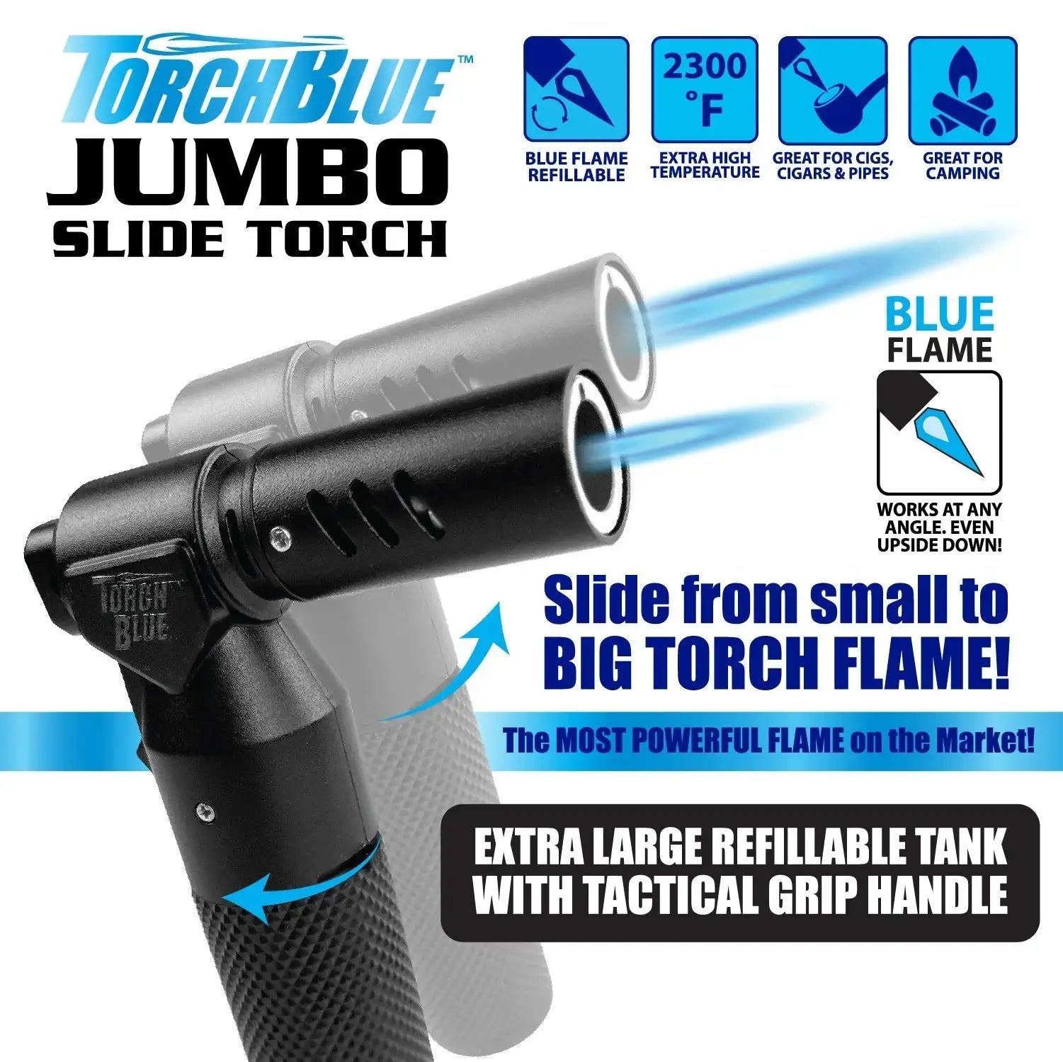 Jumbo Slide Torch Lighter - 6 Pieces Per Retail Ready Display 25772 TORCH BLUE