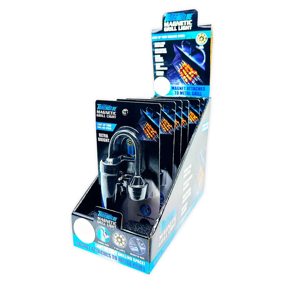 Grill LED Flashlight Matte Finish with Magnetic Stand - 6 Pieces Per Retail Ready Display 24969 - NOVELTY INC WHOLESALE