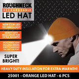 ROUGHNECK LED ORANGE HAT - STORE SURPLUS NO DISPLAY - 6 PIECES PER PACK 25001L STORE SURPLUS