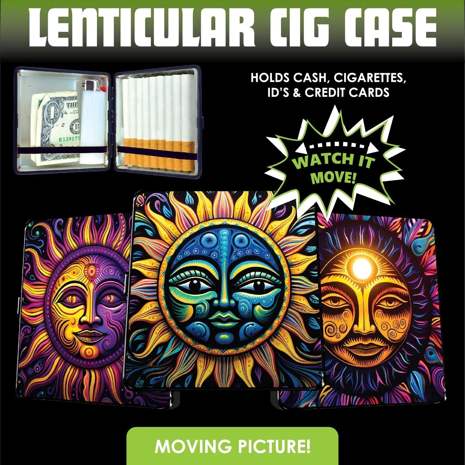 LENTICULAR CIGARETTE CASE - STORE SURPLUS NO DISPLAY - 8 PIECES PER PACK 25024L STORE SURPLUS