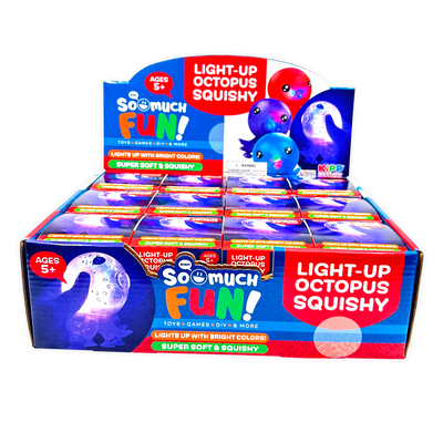 WHOLESALE LIGHT-UP OCTOPUS SQUISHY 12 PIECES PER DISPLAY 25035