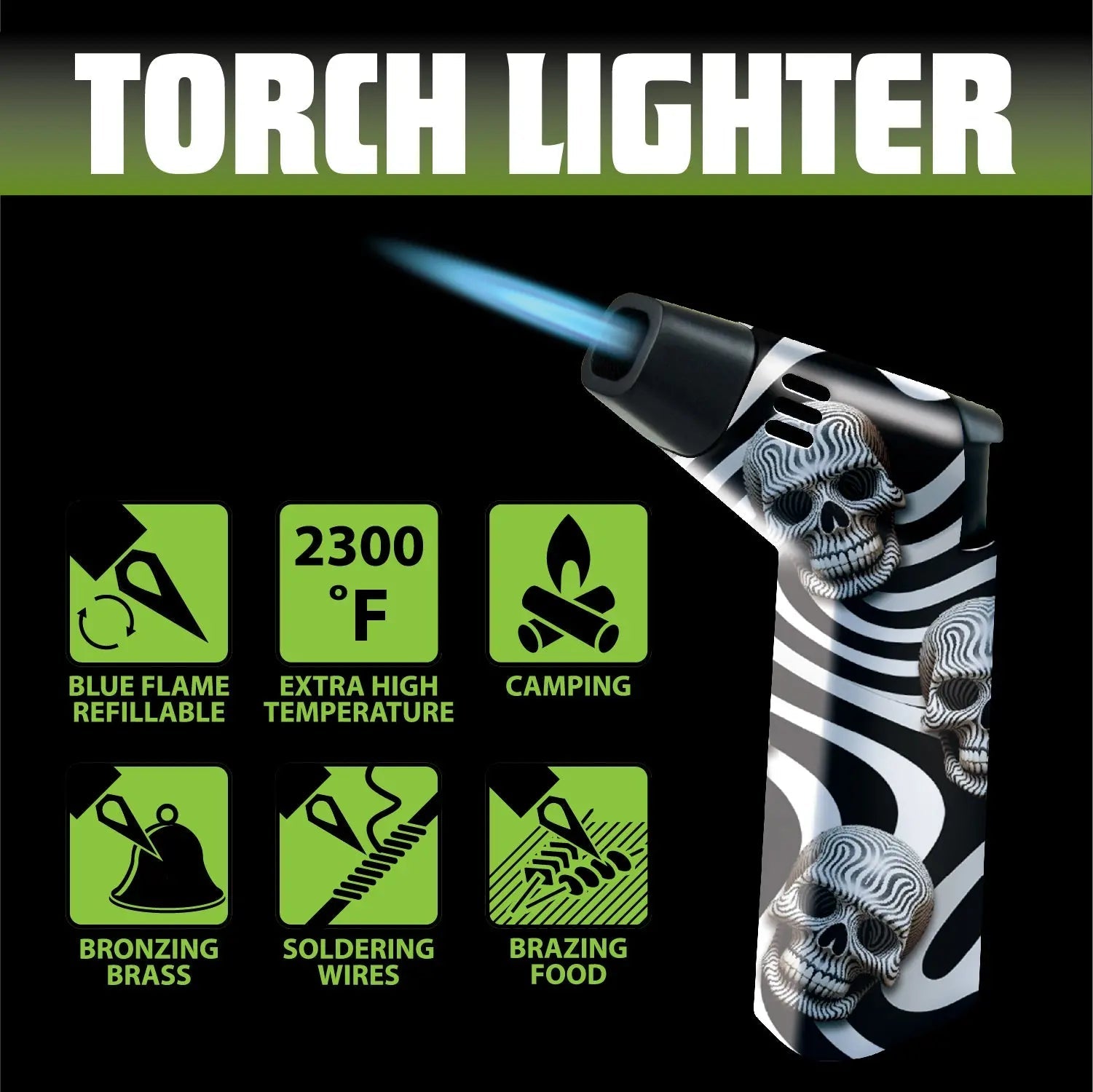 TORCH LIGHTER - STORE SURPLUS NO DISPLAY - 12 PIECES PER PACK 25044L STORE SURPLUS