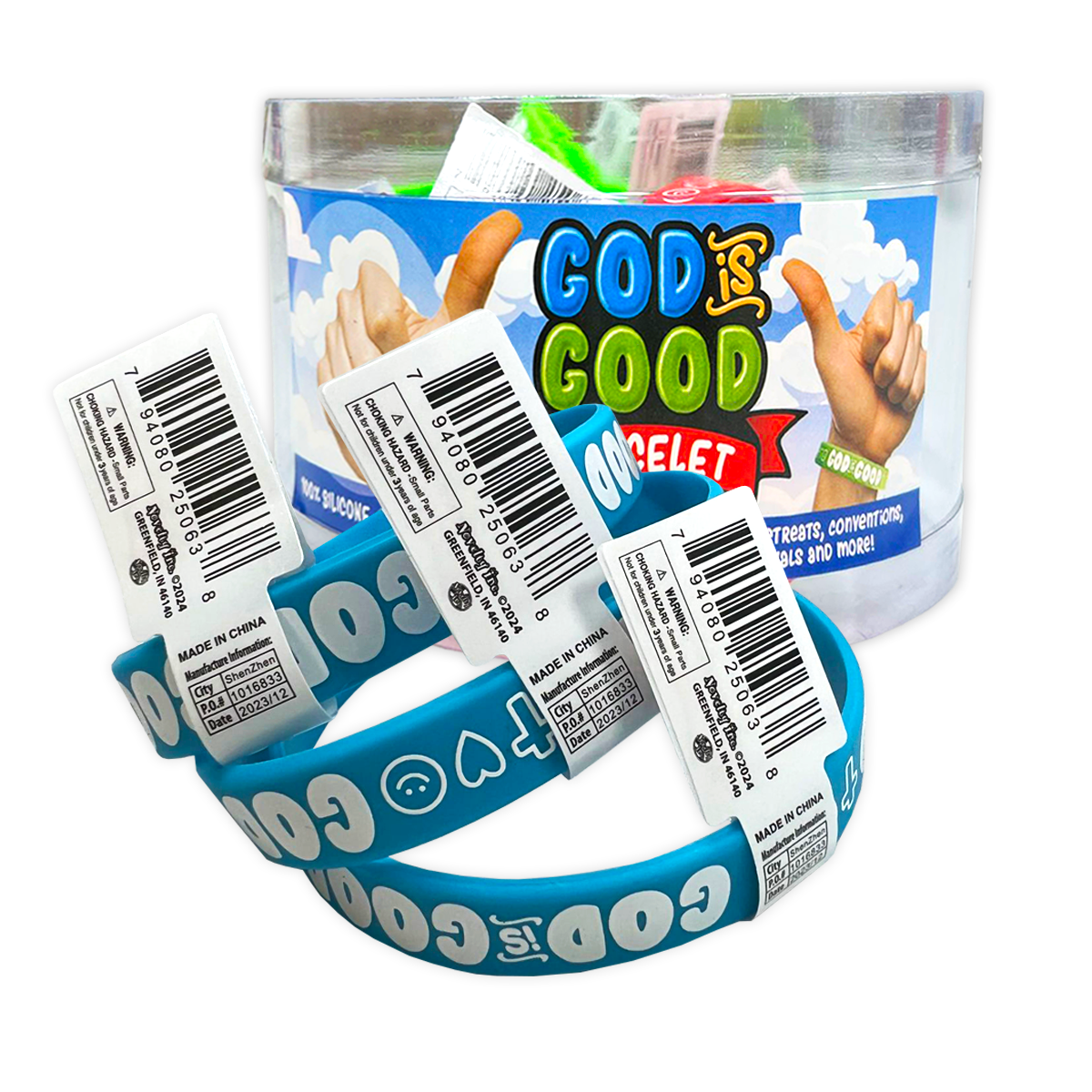 WHOLESALE GOD IS GOOD SILICONE WRISTBAND 12 PIECES PER DISPLAY 25063