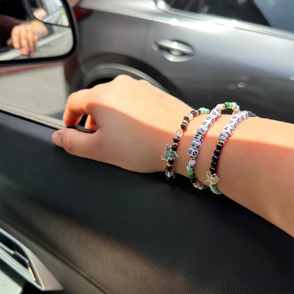 Zodiac 3-Piece Bead Bracelets - 12 Pieces Per Retail Ready Display 25069 WHOLESALE