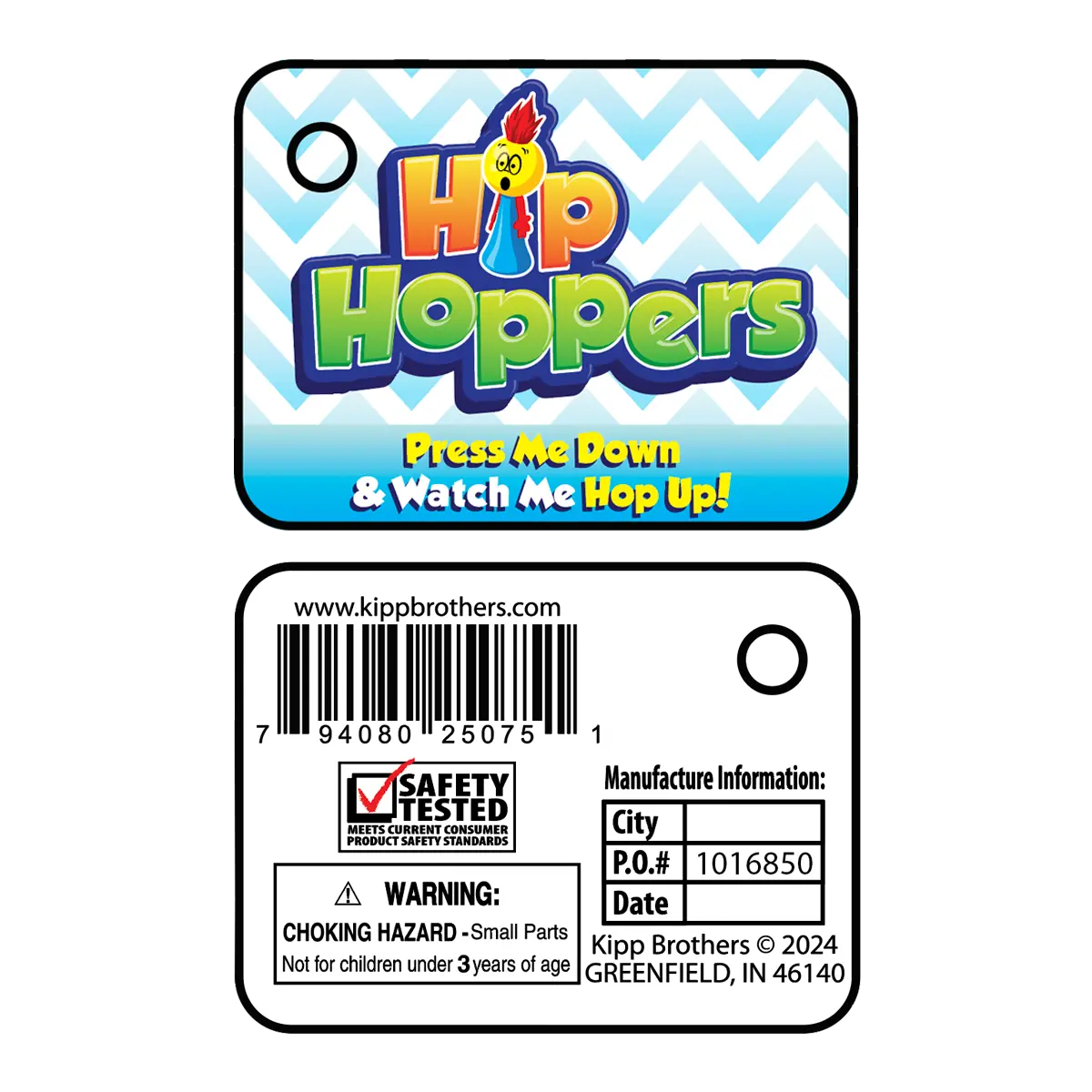 HIP HOPPERS - STORE SURPLUS NO DISPLAY - 12 PIECES PER PACK 25075L STORE SURPLUS