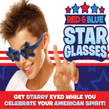 WHOLESALE RED & BLUE STAR GLASSES 12 PIECES PER DISPLAY 25077