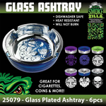 Glass Metal Plated Round Ashtray - 6 Pieces Per Retail Ready Display 25079 - NOVELTY INC WHOLESALE