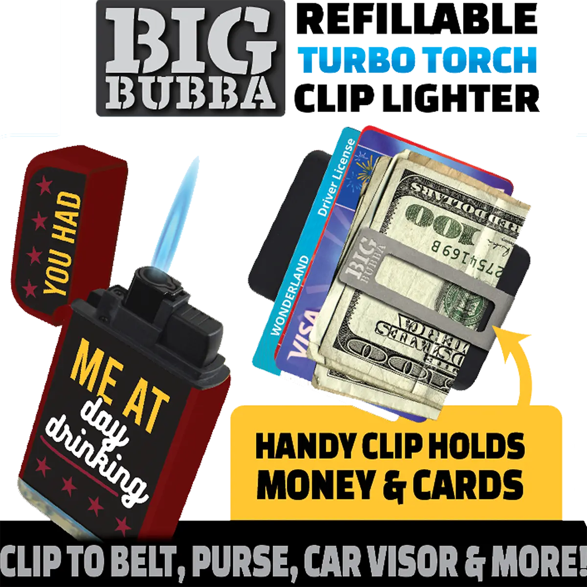 Big Bubba Dual Torch Lighter with Money Clip - Store Surplus No Display - 15 Pieces Per Pack 25088L STORE SURPLUS