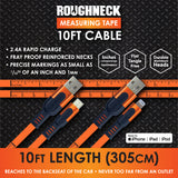 WHOLESALE ROUGHNECK 10FT TAPE MEASURE CABLE 6 PIECES PER DISPLAY 25090