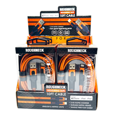 WHOLESALE ROUGHNECK 10FT TAPE MEASURE CABLE 6 PIECES PER DISPLAY 25090